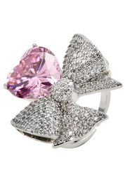 Romy Heart Bow Crystal Ring