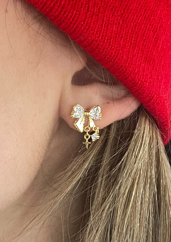 Boucles d'oreilles dorées à nœud papillon Bianca