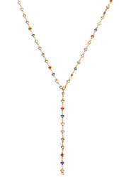 Michelle Colorful Hearts Love Golden XL Long Lariat Necklace