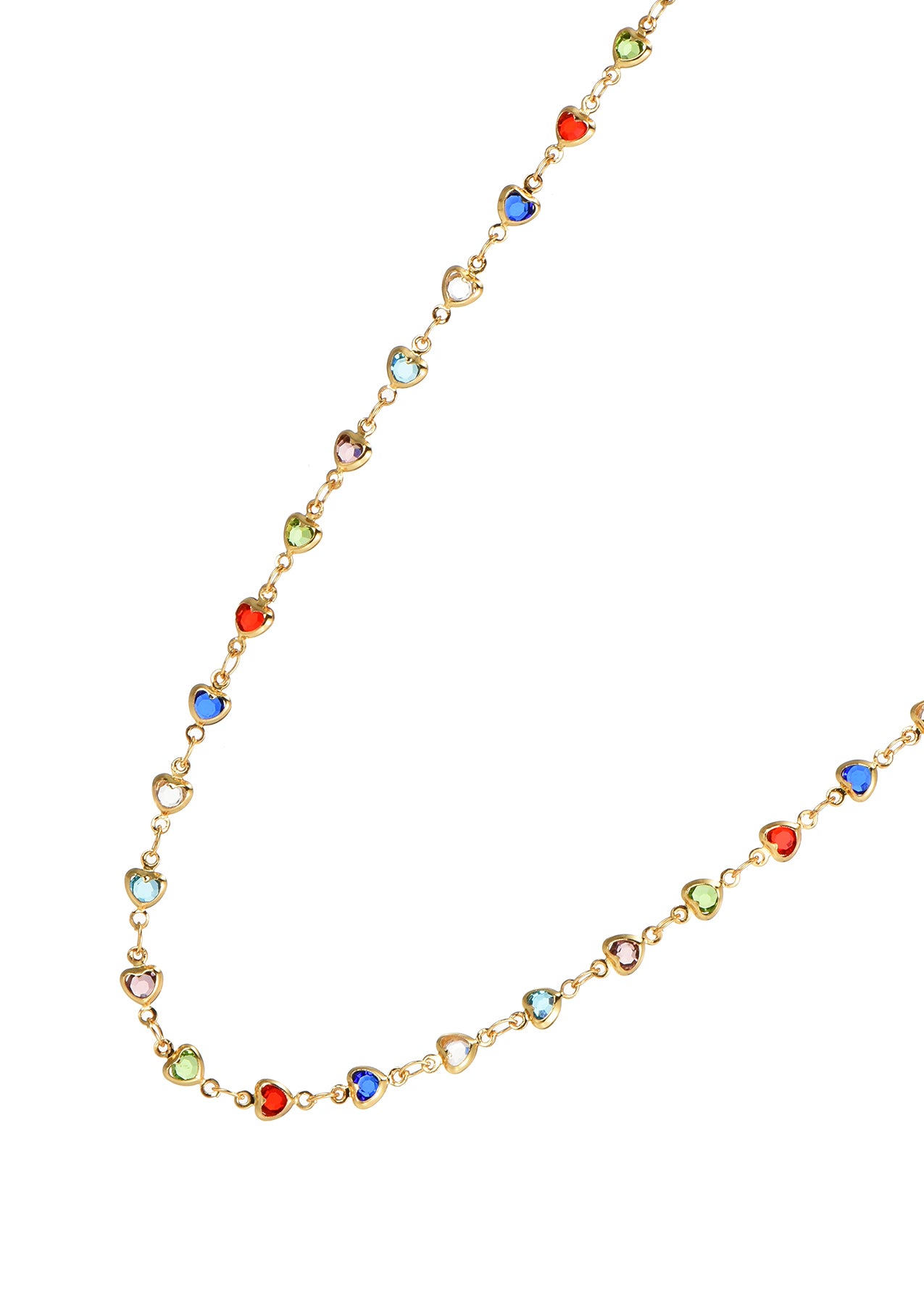 Michelle Colorful Hearts Love Golden XL Long Lariat Necklace