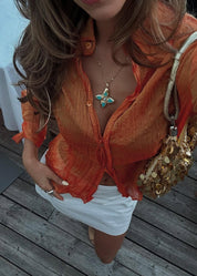 Lou Turquoise Shell Cross Summer Golden Necklace
