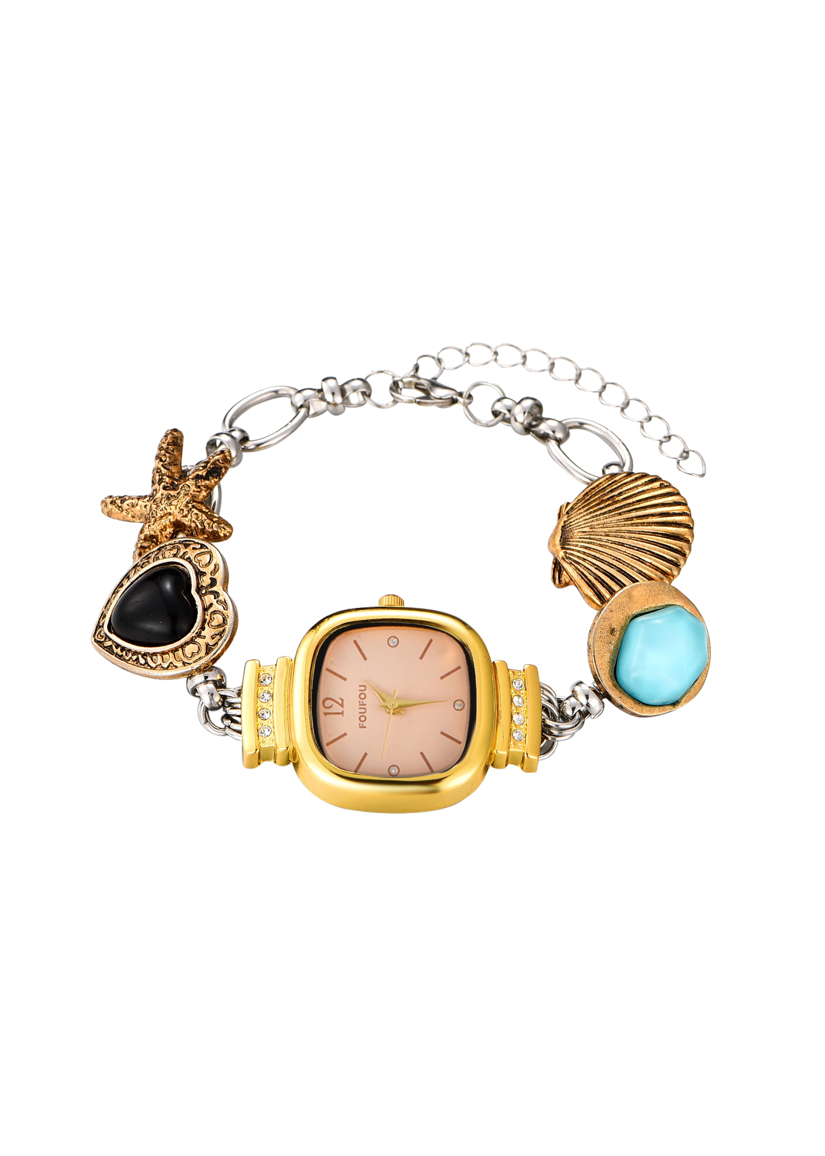Guendalina Ocean O'Clock Vintage Watch Golden Choker Necklace
