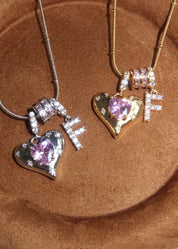 Foufou Heart Alphabets Necklace - Silver