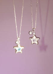 Jane Star Sun Necklace - Blue Silver