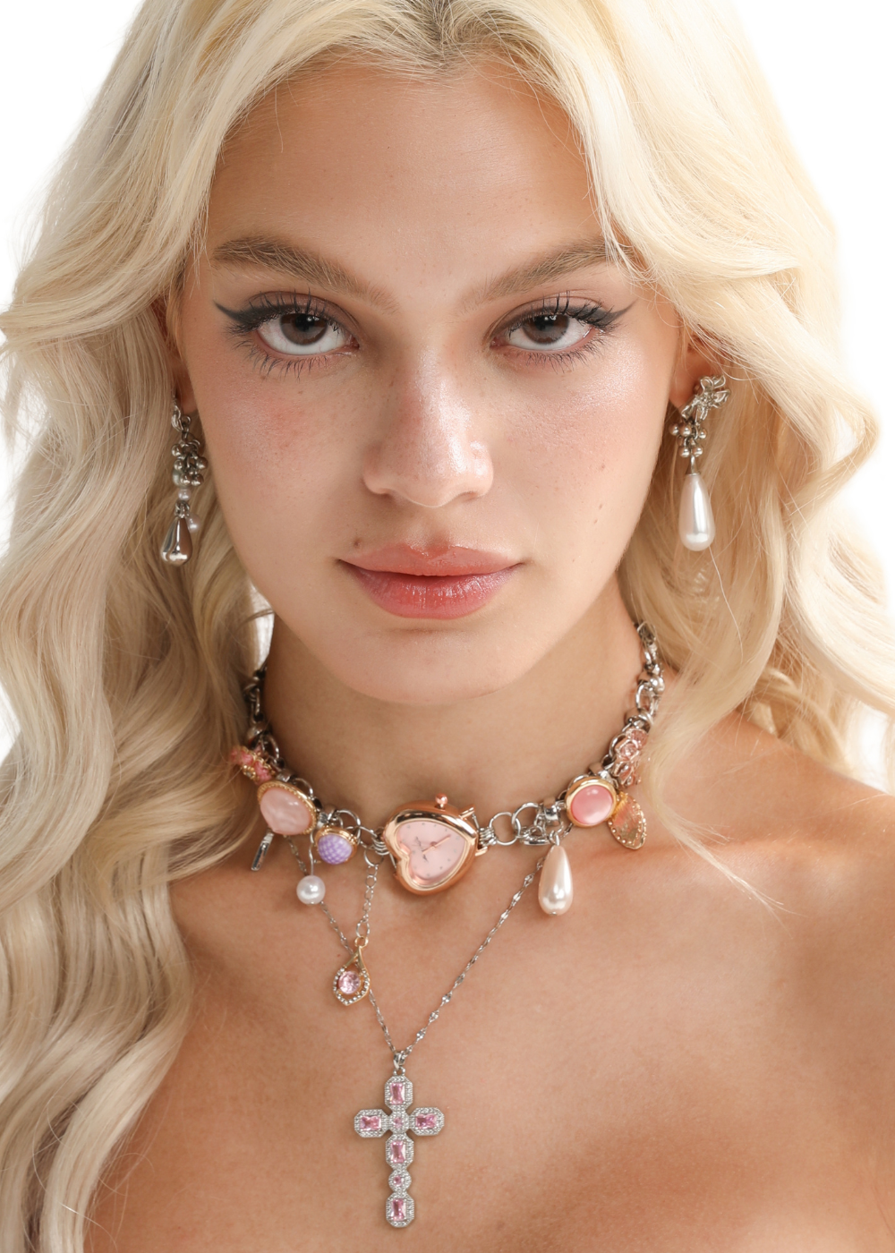 Pearl And Spring Flower Asymetric Silver Earrings