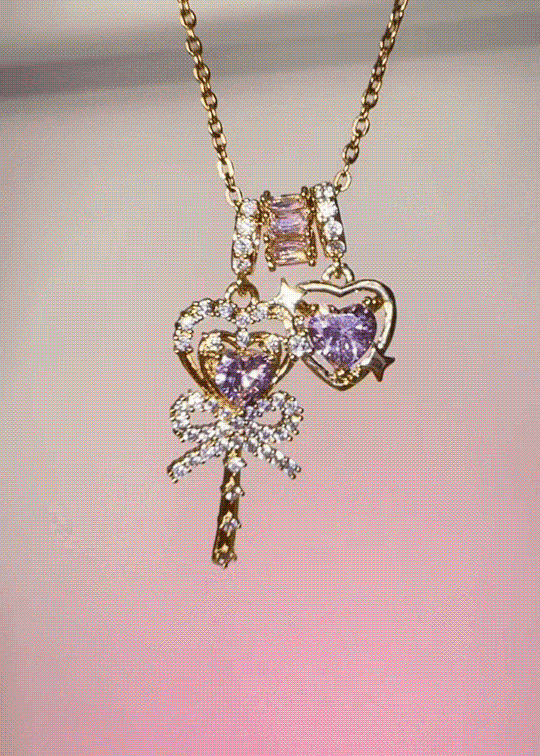 Diva Pink Magic Golden Necklace