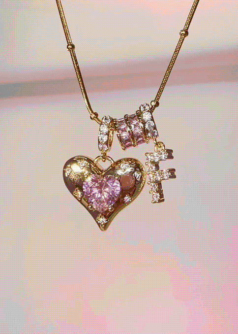 Foufou Heart Alphabets Necklace - Golden