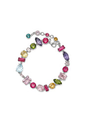 Kylie Colorful Crystals Silver Bracelet