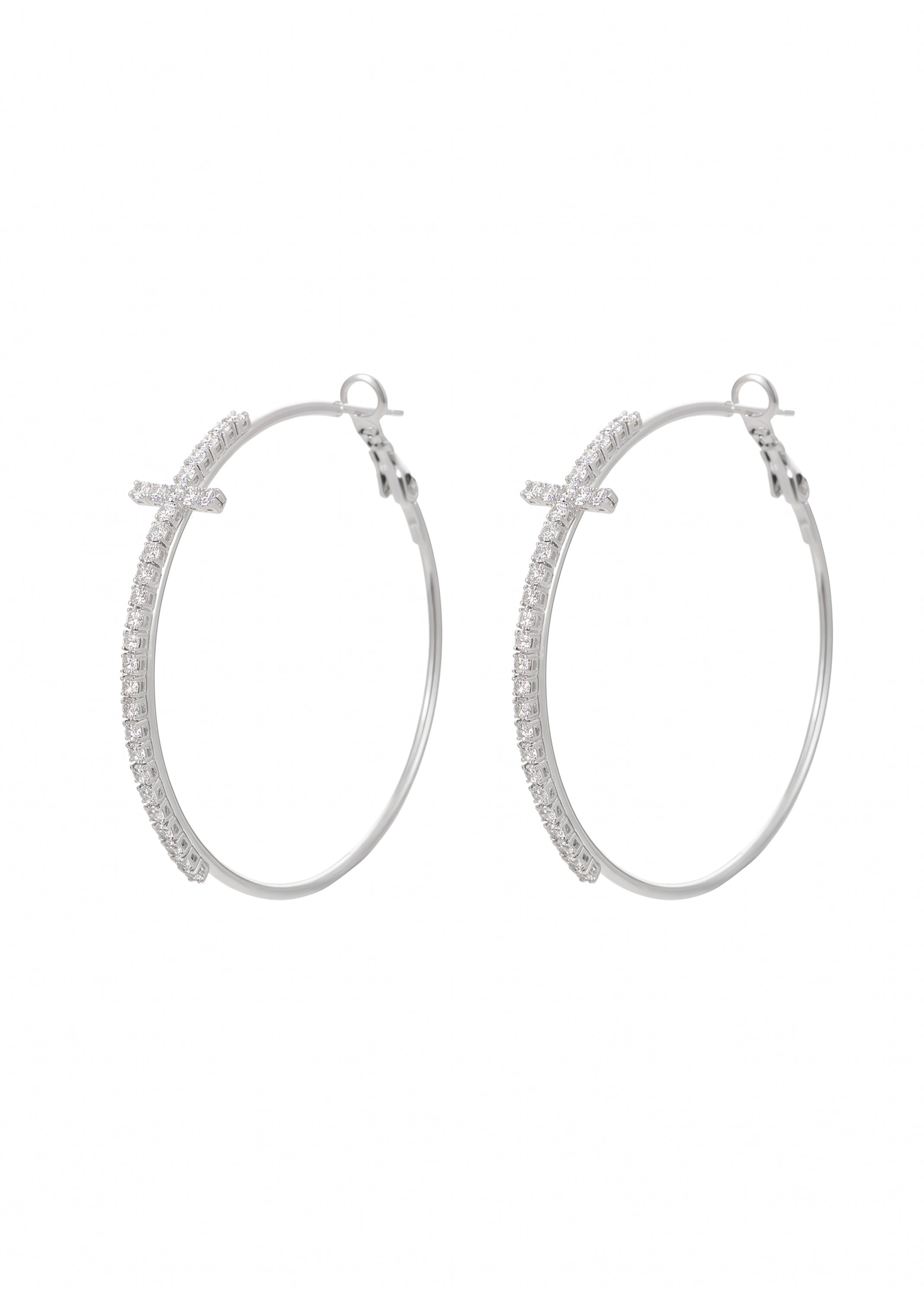 Foufou Cross Hoop Earring