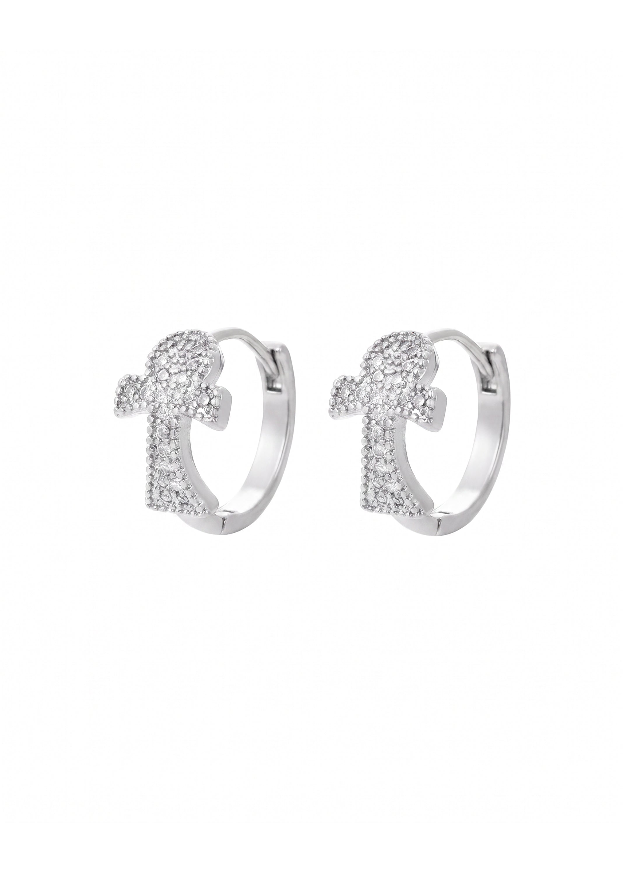 Glittering Ankh Hoop Earrings