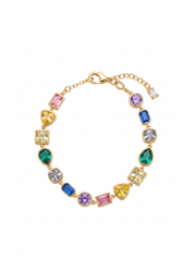 Rania Colorful Crystals Golden Bracelet