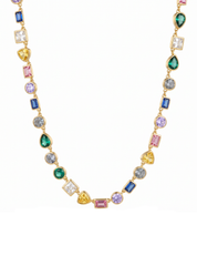 Rania Colorful Crystals Golden Necklace