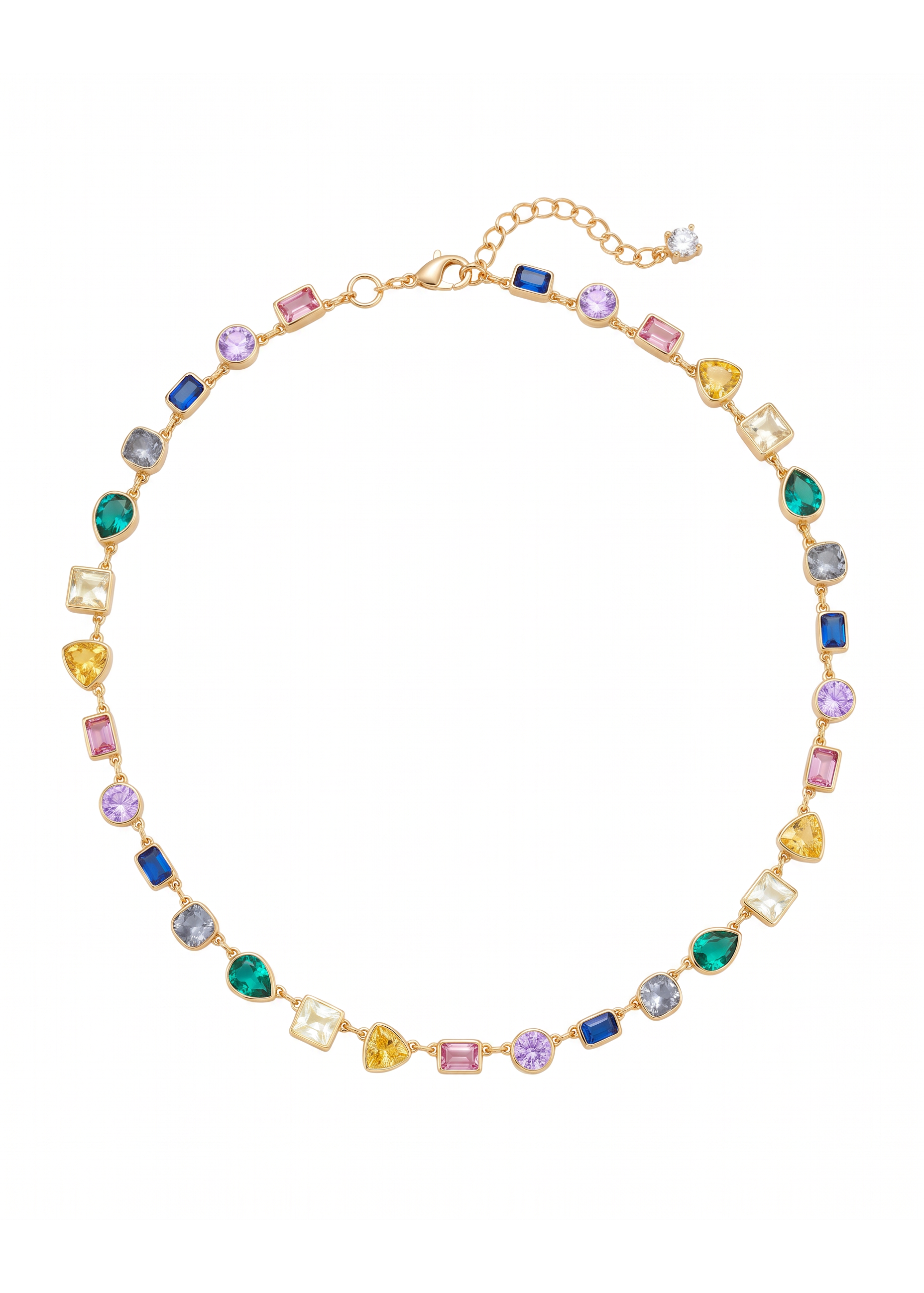 Rania Colorful Crystals Golden Necklace