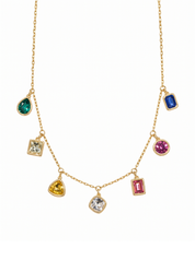 Dalia Colorful Crystals Golden Necklace