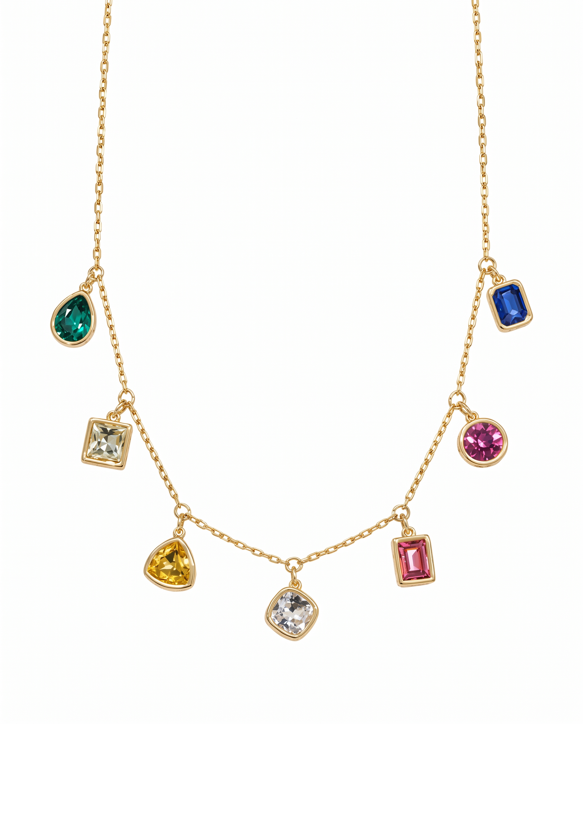Dalia Colorful Crystals Golden Necklace