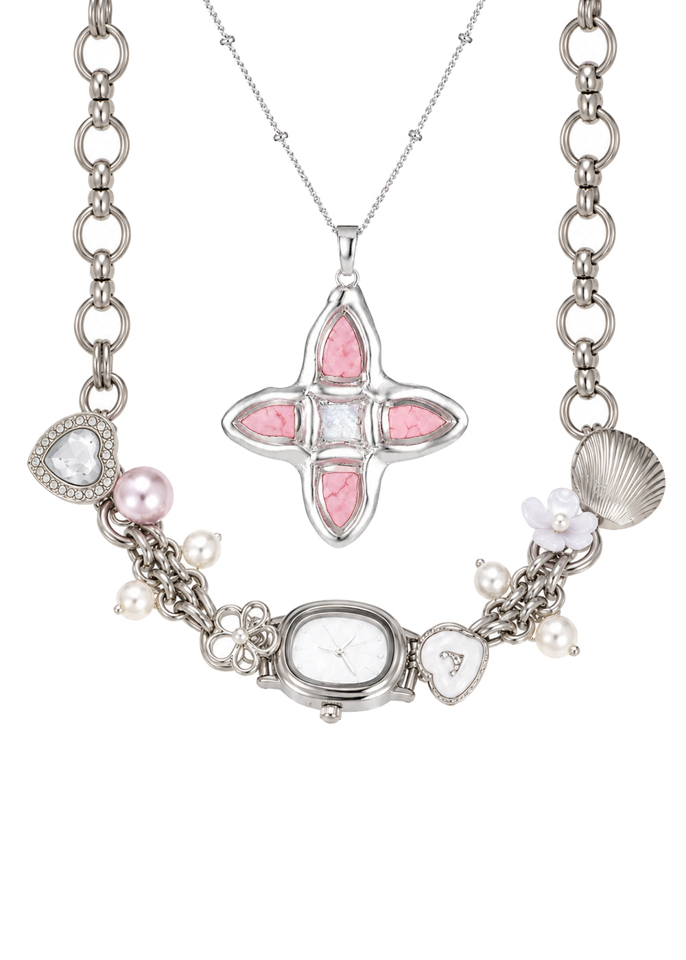 Lou Pink Silver & Amphi Ocean Set