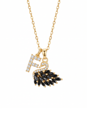 Black Swan Wings Alphabets Golden Necklace
