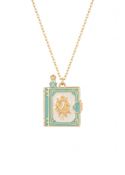 Green Diary Book Locket Necklace