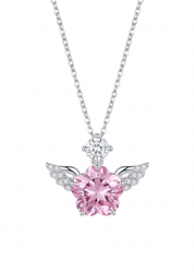 Blossom Wings Pink Silver Necklace