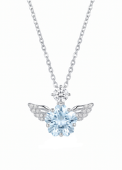 Blossom Wings Pink Silver Necklace