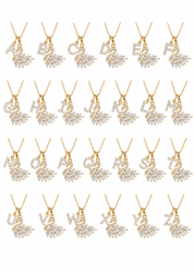 White Swan Wings Alphabets Golden Necklace