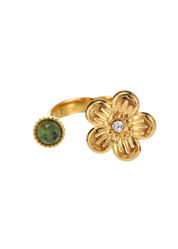 Todd Sakura Green Natural Stone Golden Ring