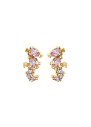 Glittering Petit Pink Sea Horse Stud Earrings