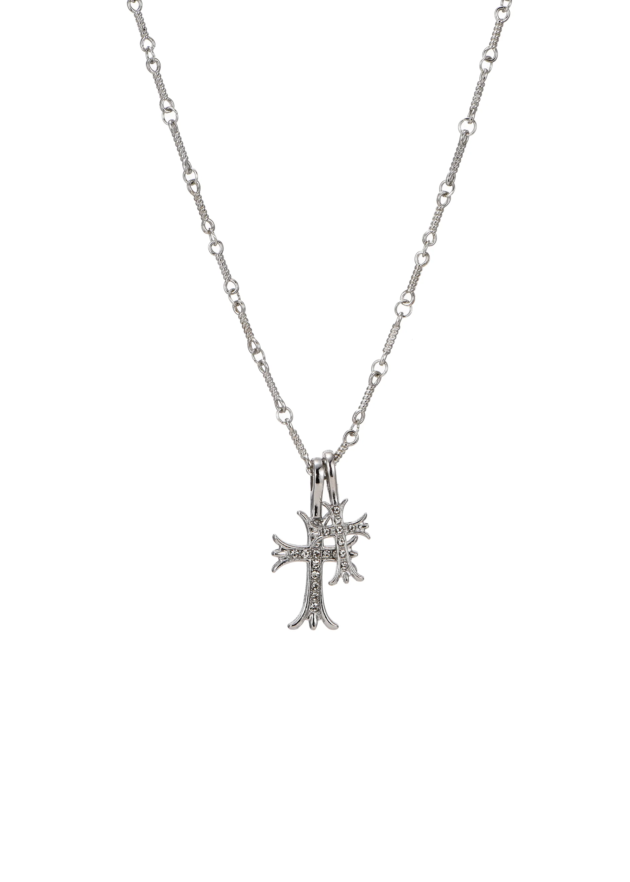 Val Duo Cross Silver Necklace