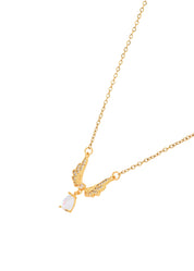 Moonstone Wings Necklace- Silver