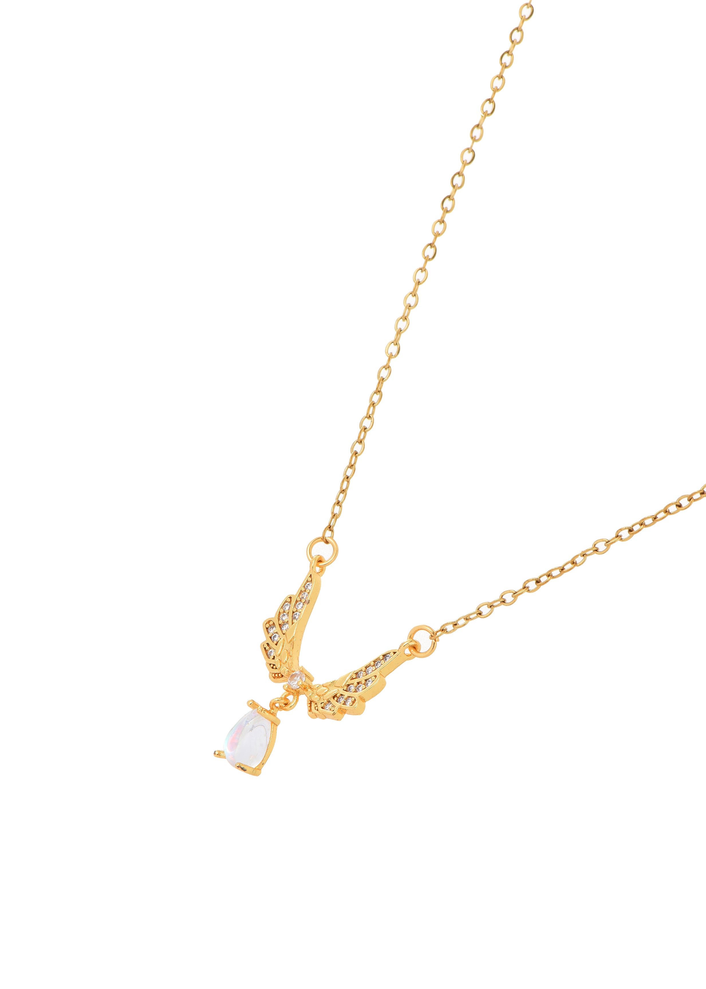 Moonstone Wings Necklace- Silver