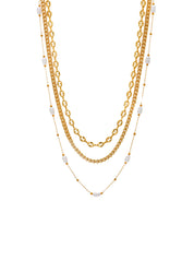 Pearl Triple-Layer Golden Necklace