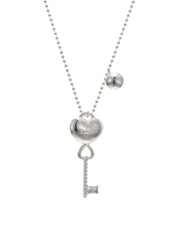 Love Key Silver Long Chain Necklace