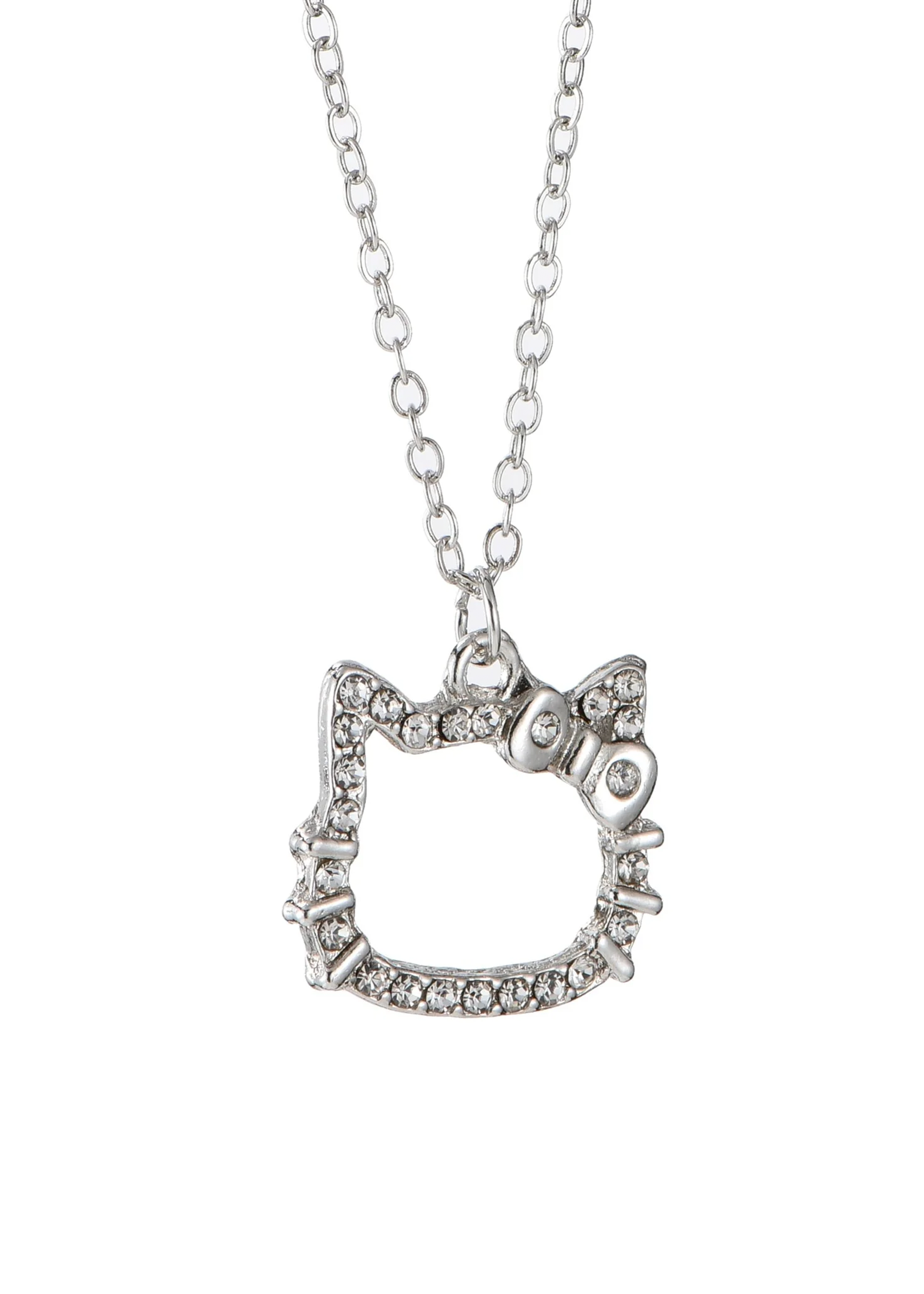 Collar de plata con gatito brillante