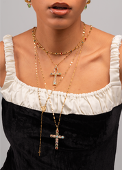 Martina Cross Long Chain Necklace - Lariat Extra Long