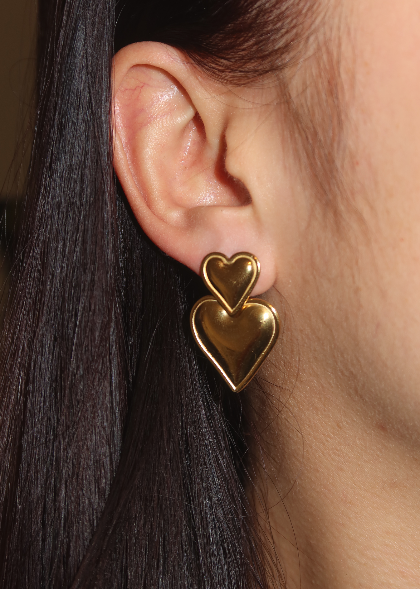 Heart Heart Golden Earrings