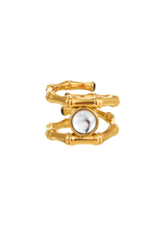 Xanthe White Stone Exotic Golden Ring