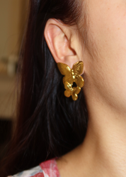 Duo Giant Golden Moth Earrings