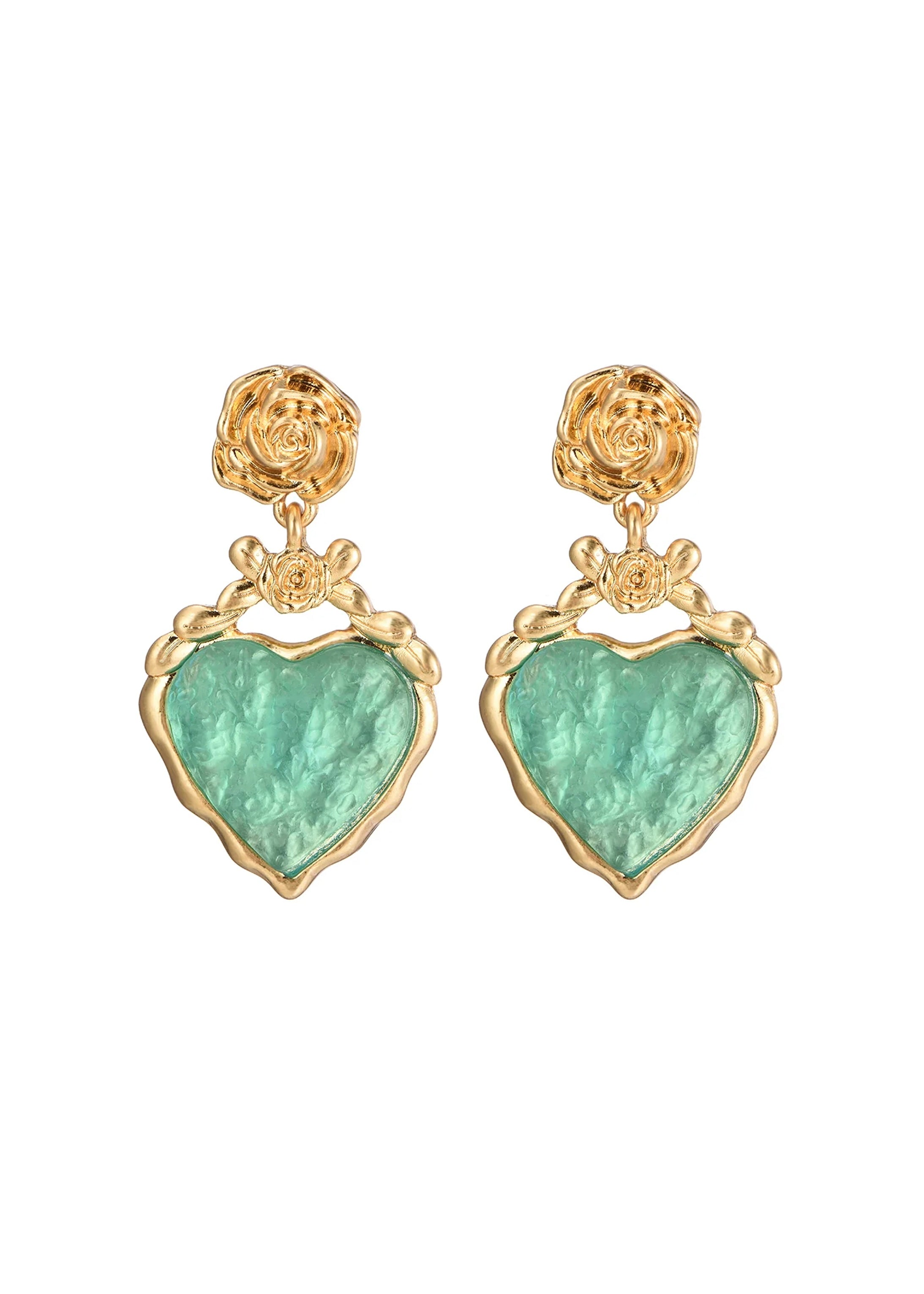 Midsummer Love In Mint Vintage Golden Eearrings