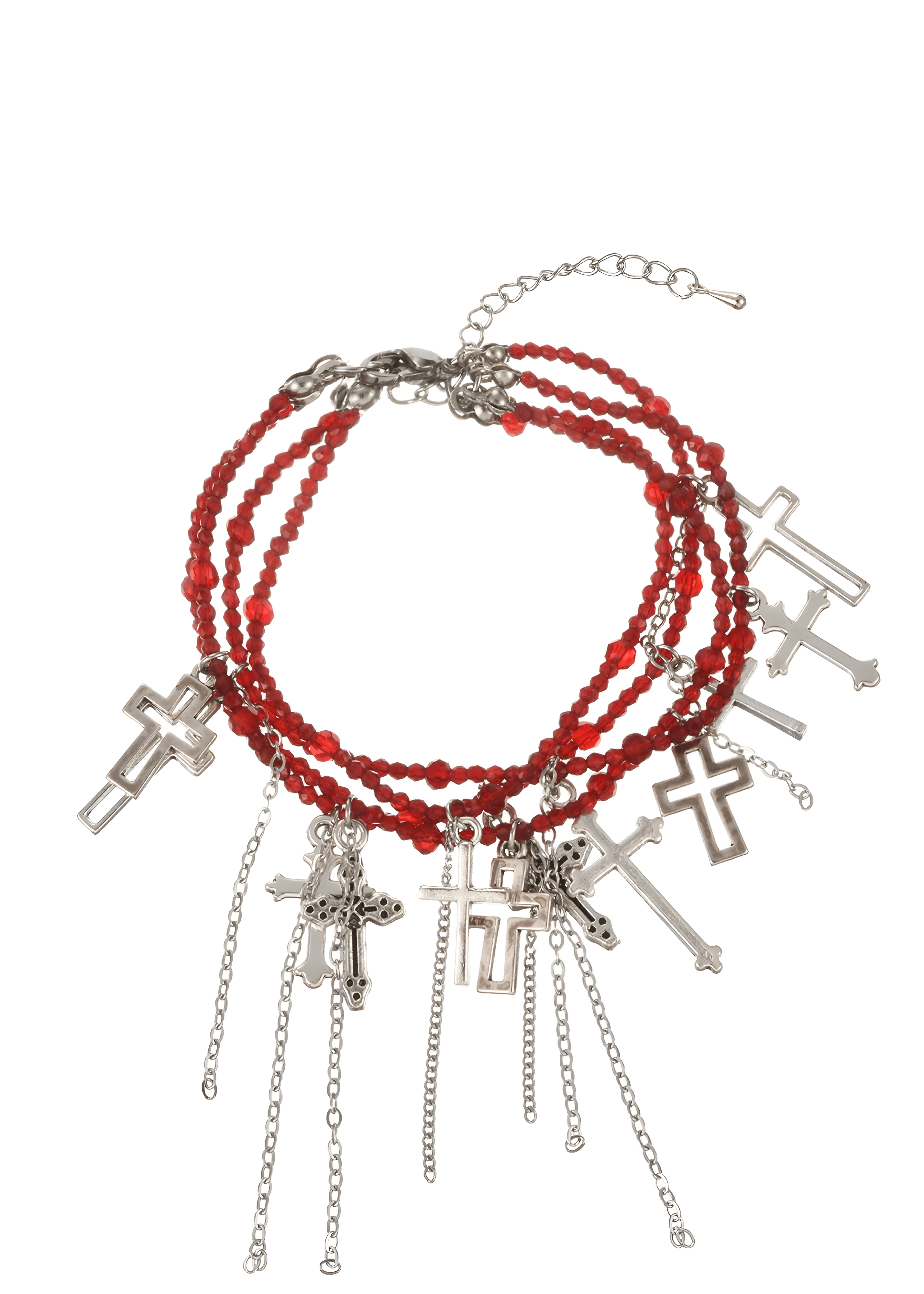 Douglas Cross Red Silver Bracelet