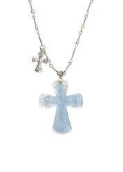 Ocean Blue Cross Silver Necklace