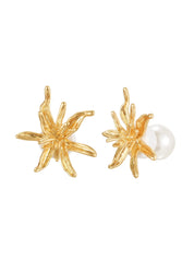Artsy Ann Golden Pearl Huggie Earrings