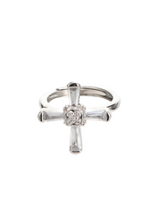 Anthony Crystal Cross Silver Ring