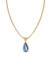 Rosalia Pink Stone Waterdrop Golden Necklace
