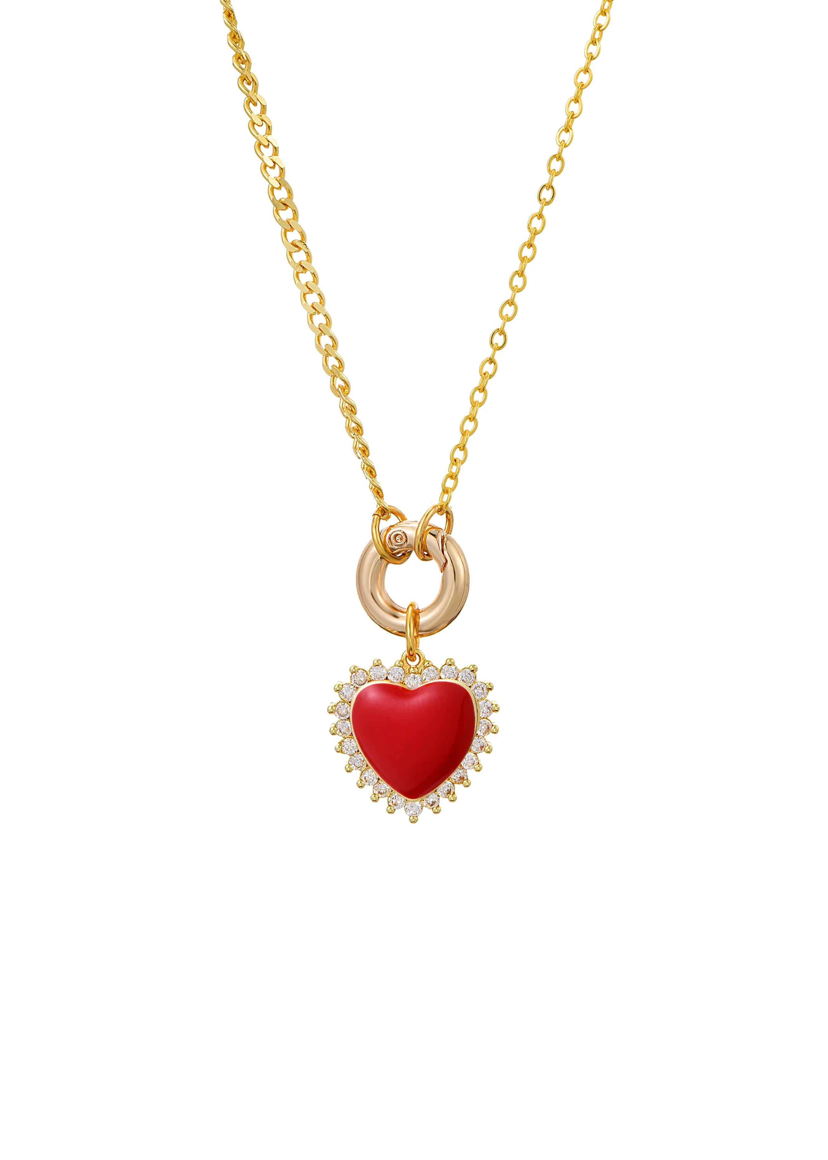 Emilio Glittering Red Heart Necklace