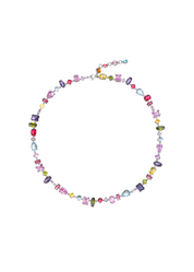 Kylie Colorful Crystals Silver Necklace