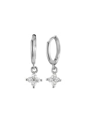 Penelope Glittering Clover Earrings in Silver