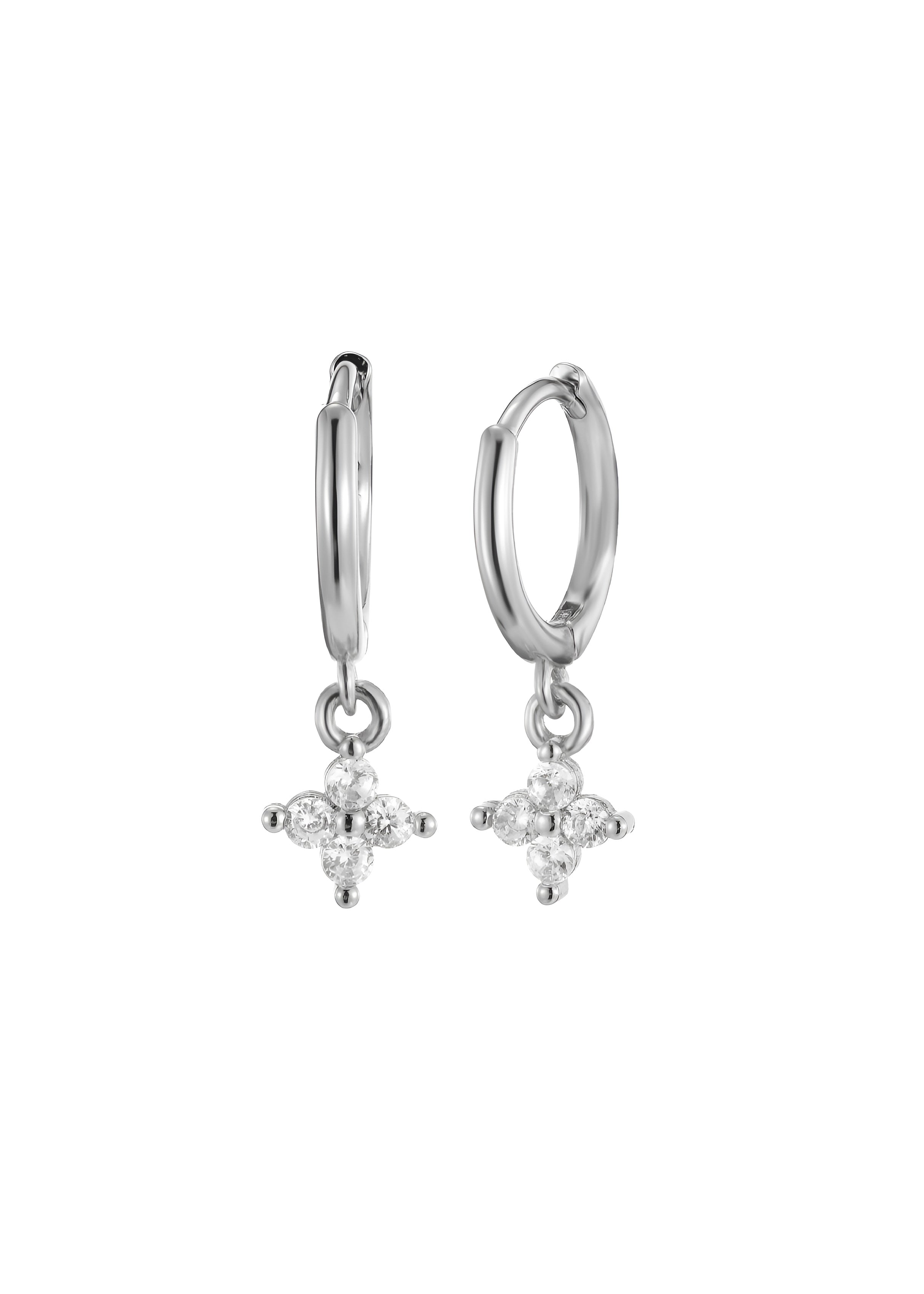 Penelope Glittering Clover Earrings in Silver