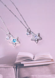 Jane Star Sun Necklace - Blue Silver
