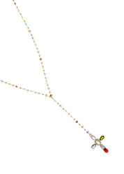 Geraldine Colorful Crystal Cross Lariat Necklace