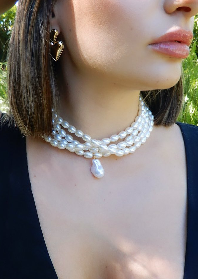 Alexa Elegant Pearl Choker Necklace